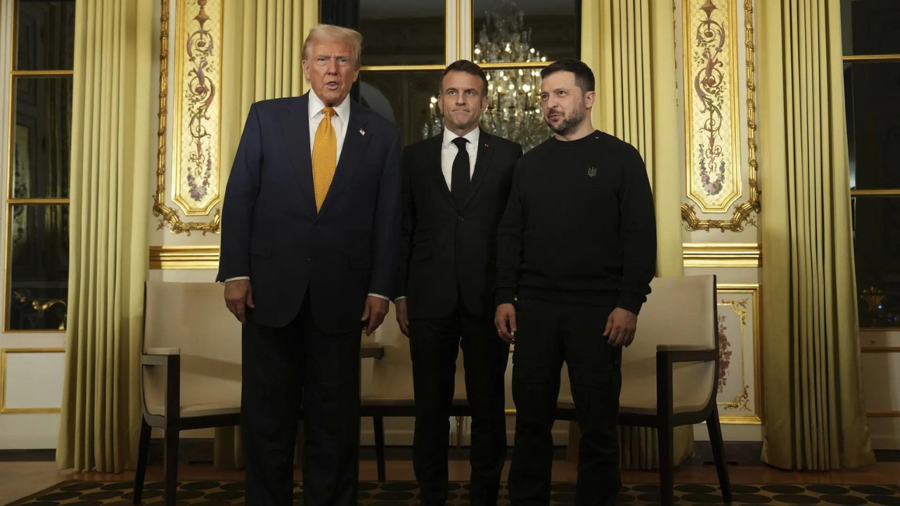 Macron hosts talks over 'crazy world' with Zelenskyy and Trump in Paris