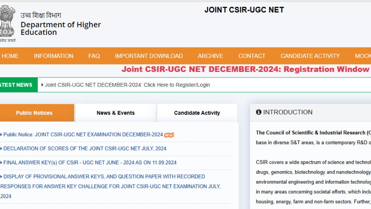 CSIR UGC NET December 2024 registration begins, check direct link here