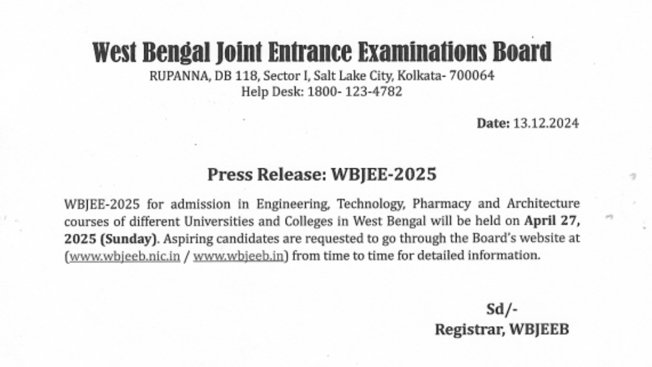 WBJEE 2025 tentative exam date announced, check details here