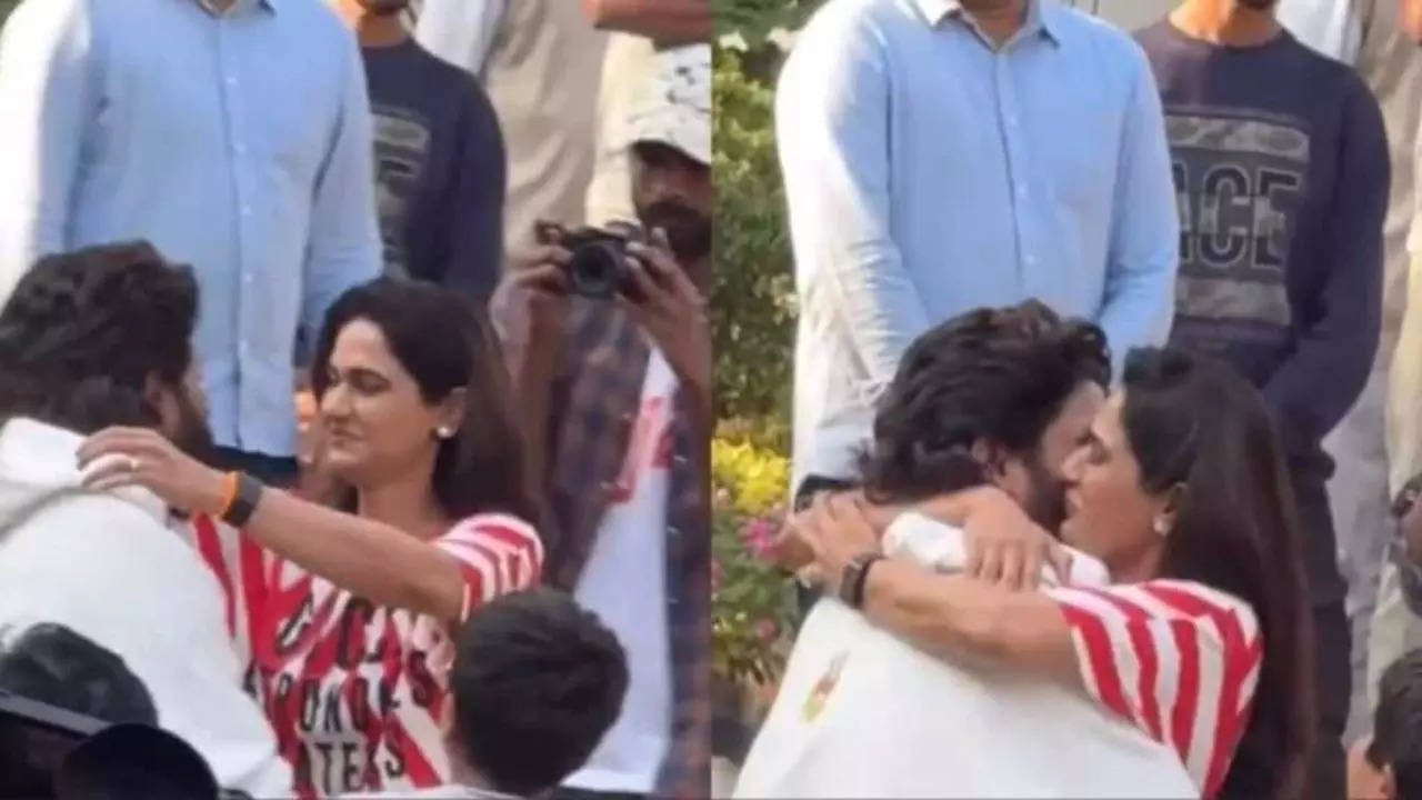 Allu Arjun hugs his wife after Jail release as she gets emotional