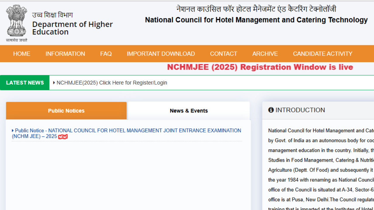 NCHM JEE 2025 registration begins at exams.nta.ac.in/NCHM, check direct link here