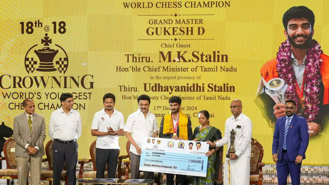 Rs 5 crore award for Gukesh! Tamil Nadu CM felicitates