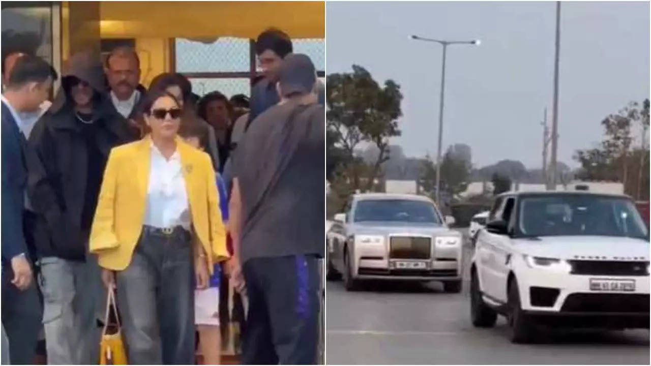 SRK, Gauri and AbRam arrive in Jamnagar for NYE