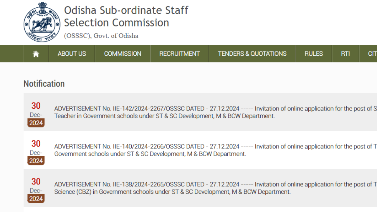 OSSSC TGT Recruitment 2025: Registration opens for 2,629 vacancies, check direct link and other details here