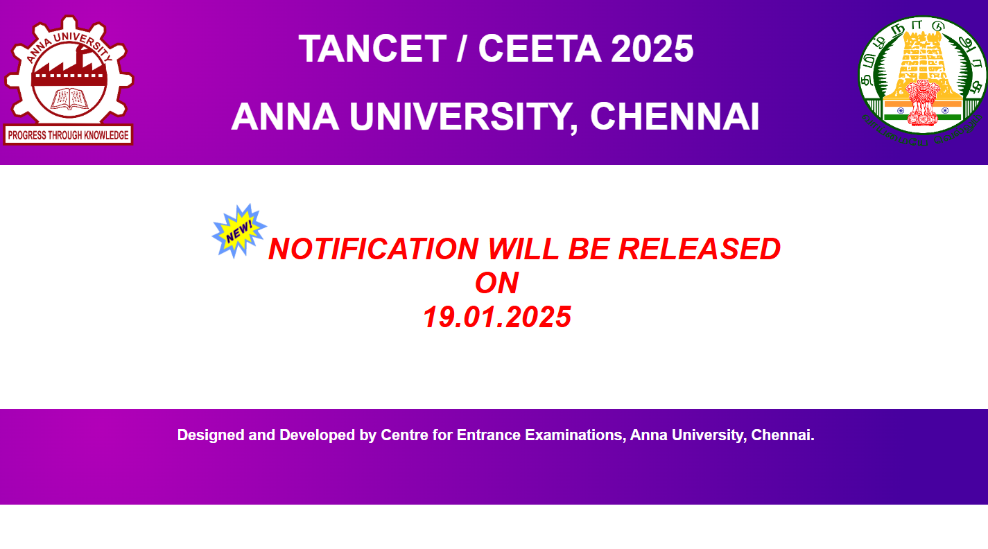 TANCET 2025 notification expected on Jan 19 at tancet.annauniv.edu: Check registration details, exam pattern and more