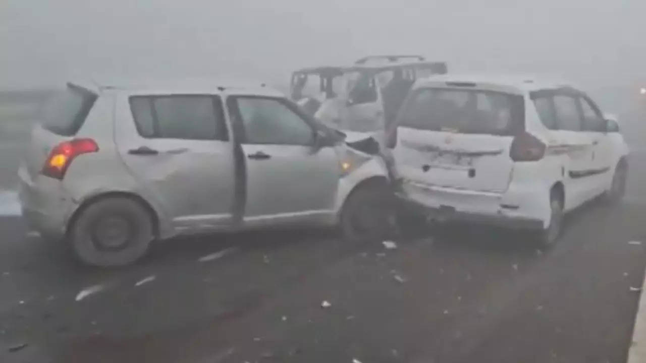 Watch: Dense fog causes multi-vehicle crash on Delhi-Lucknow highway