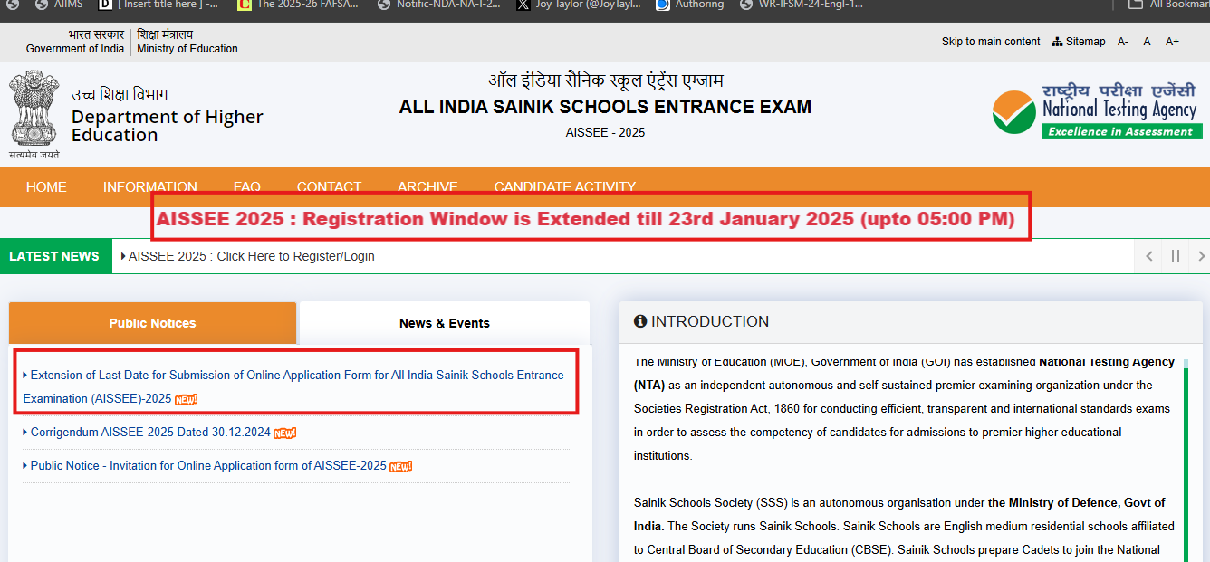 AISSEE 2025 Sainik School registration window deadline extended: Check revised schedule here