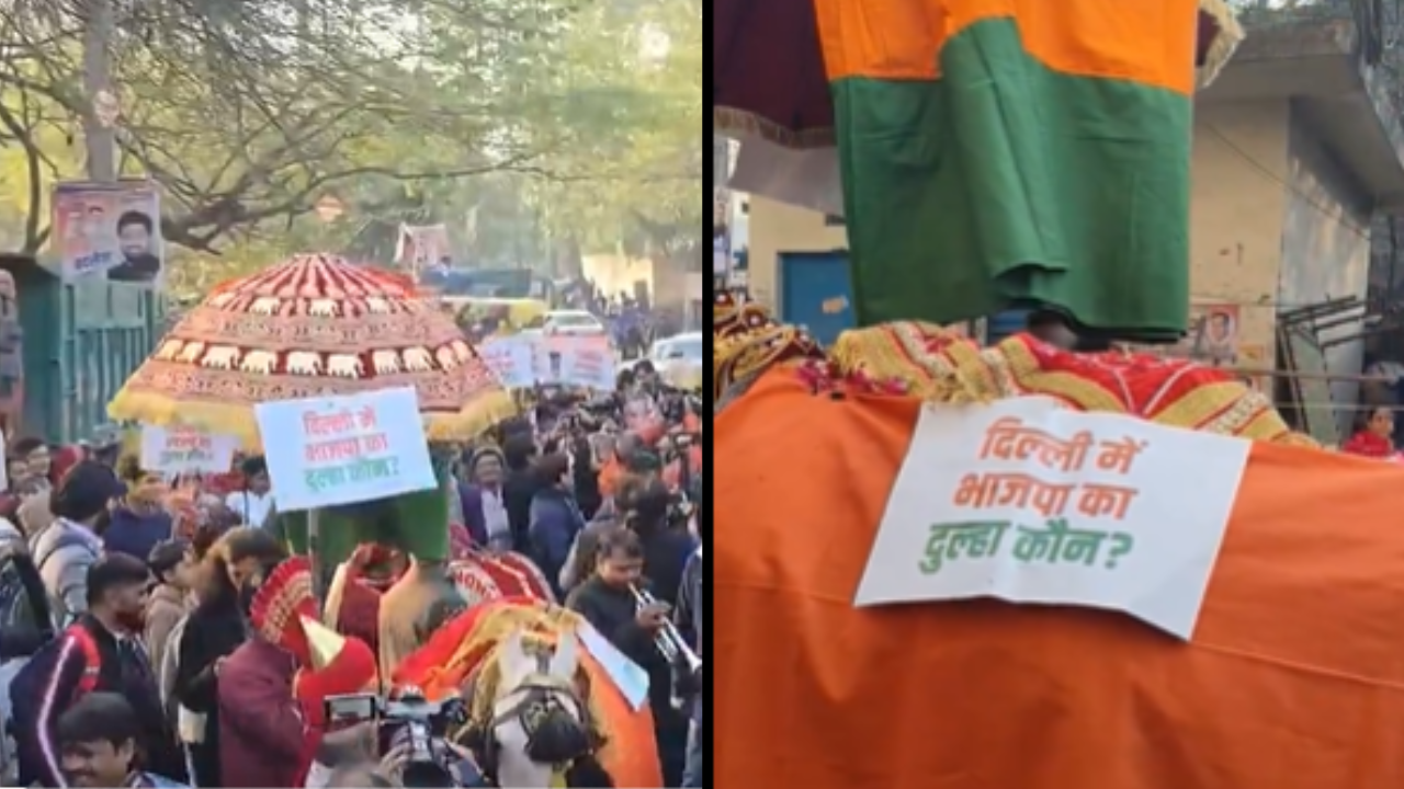 ‘BJP ka dulha kaun?’: AAP mocks BJP with ‘wedding procession’ over unnamed CM candidate