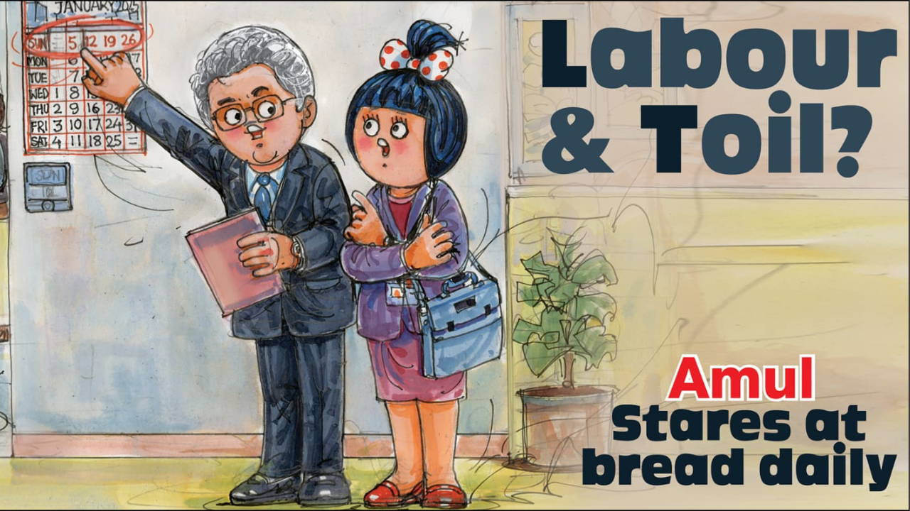 ‘Amul stares at bread daily’: Dairy brand joins 90-hour workweek controversy with new doodle