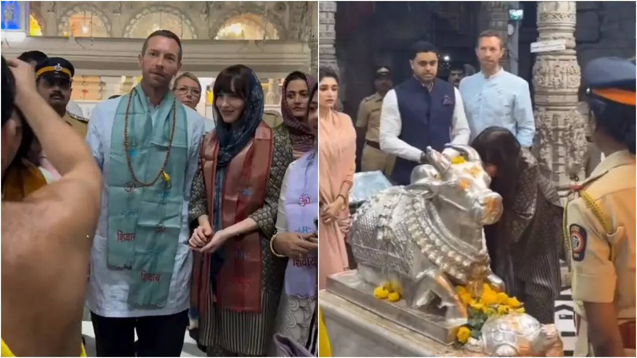 Chris Martin and Dakota Johnson visit Shri Babulnath Temple