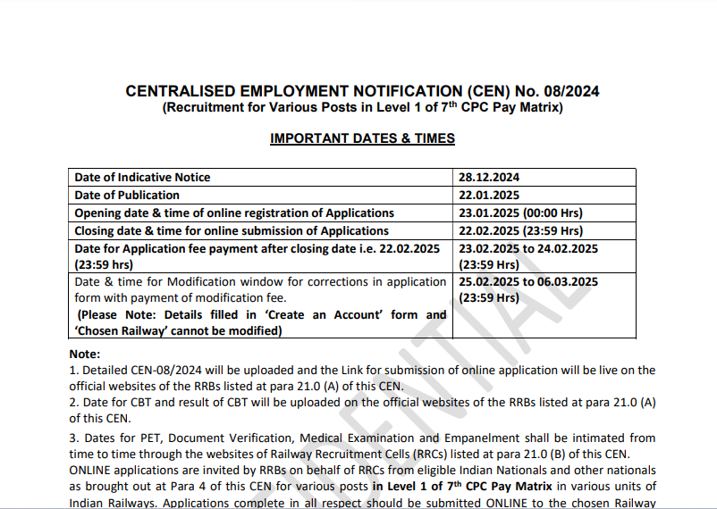 RRB Recruitment 2025: Notice out for 32,438 posts, Check official notification here