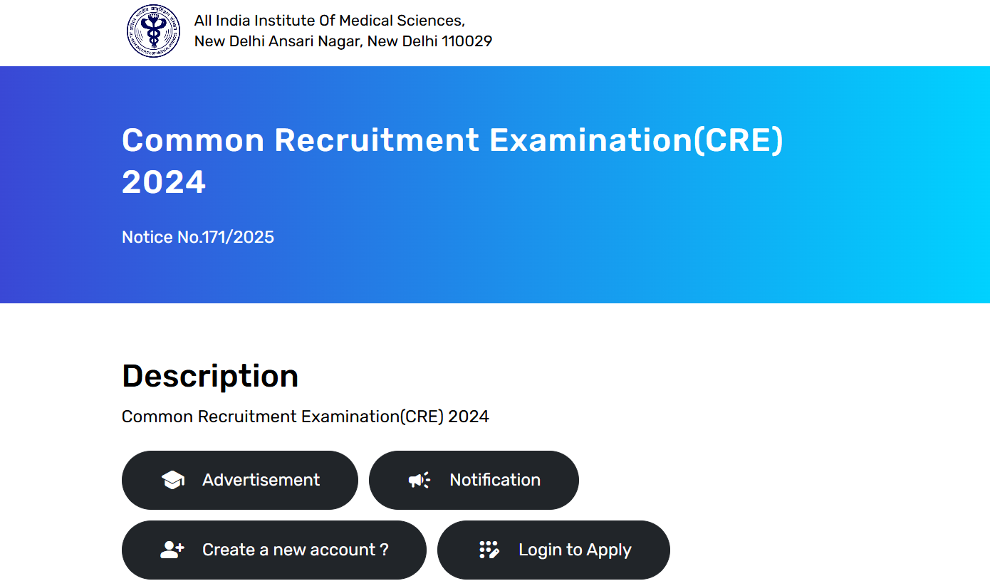 AIIMS CRE Recruitment 2025: Apply for 4576 Group B and C posts, direct link here