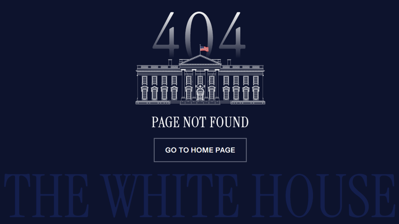 'Error 404' on Constitution page of White House website after Trump inauguration