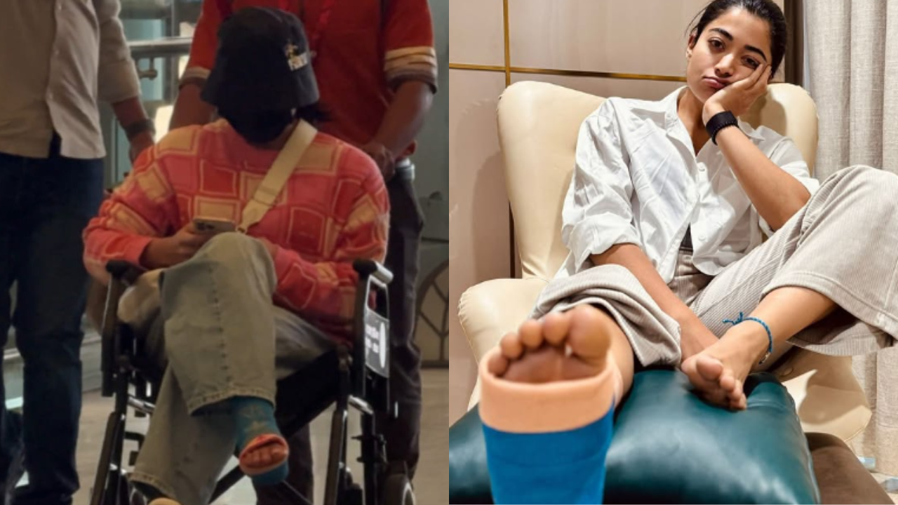Rashmika Mandanna travels in a wheelchair after leg injury