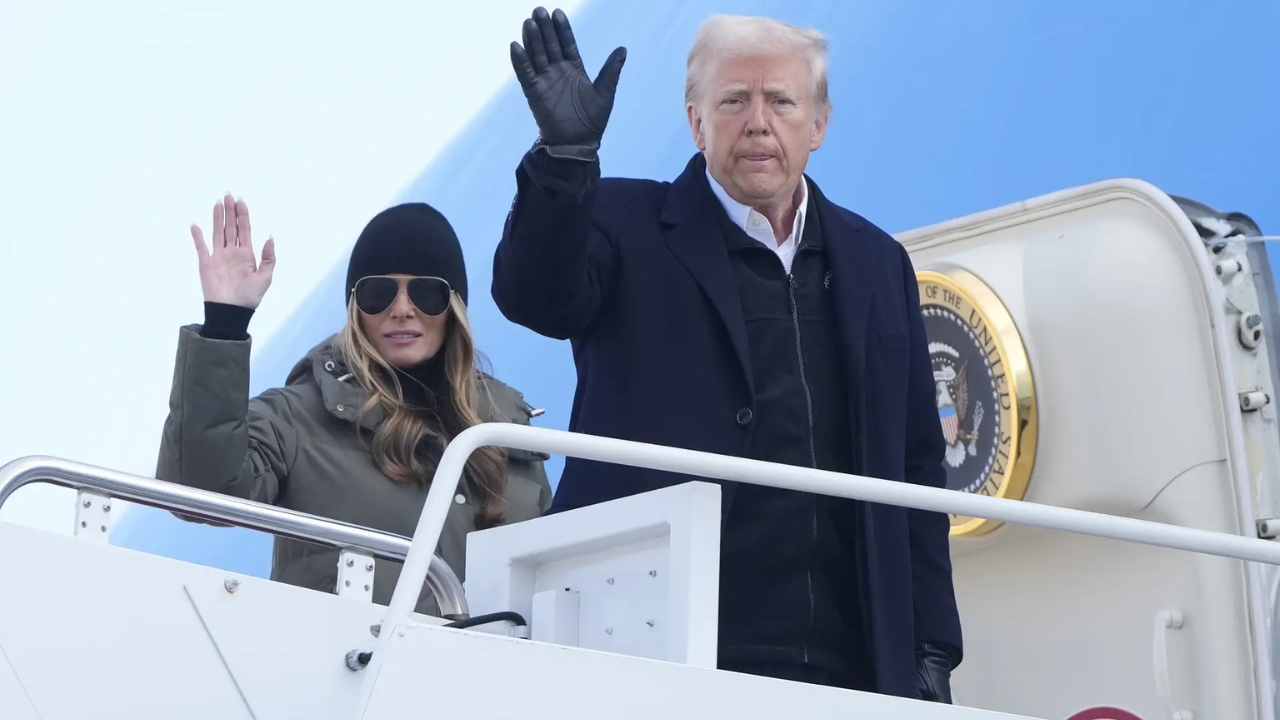 Back on board: Donald and Melania Trump return to Air Force One for the first time in four years