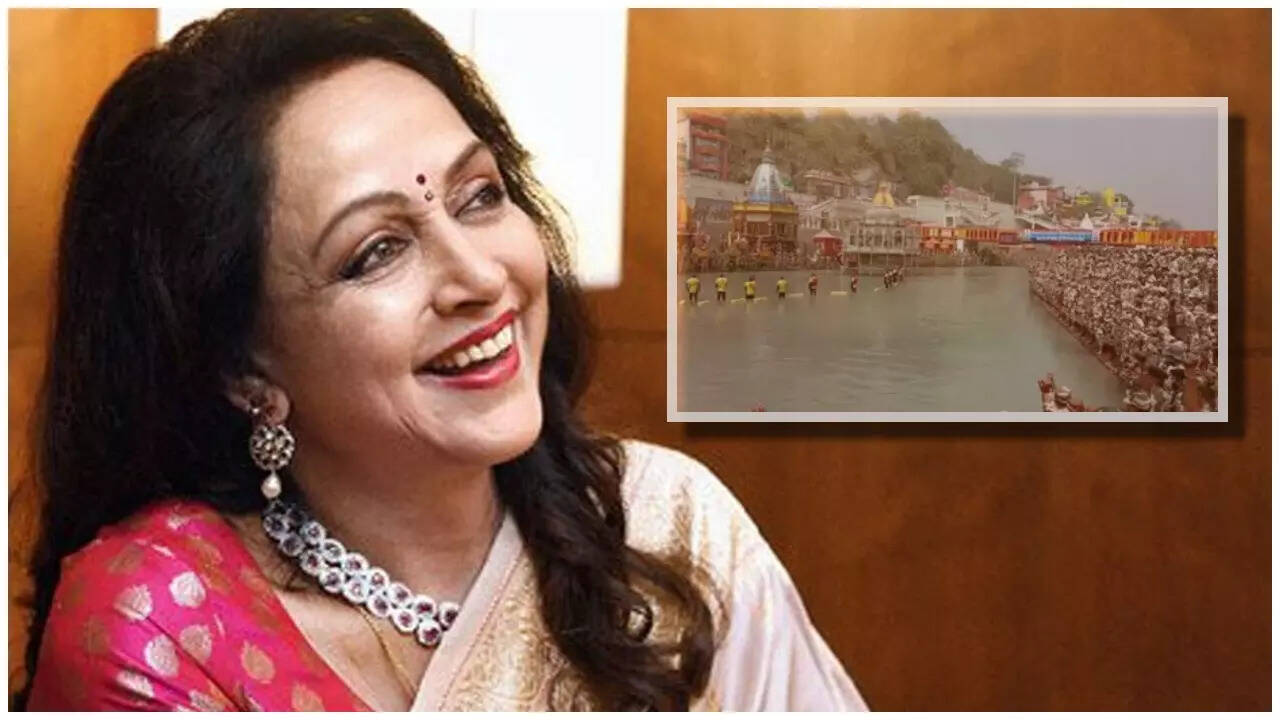 Hema Malini takes a holy dip at Maha Kumbh on Mouni Amvasya