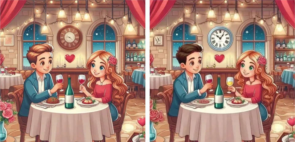 Optical illusion: Only an excellent observer can spot 10 differences in this dinner date