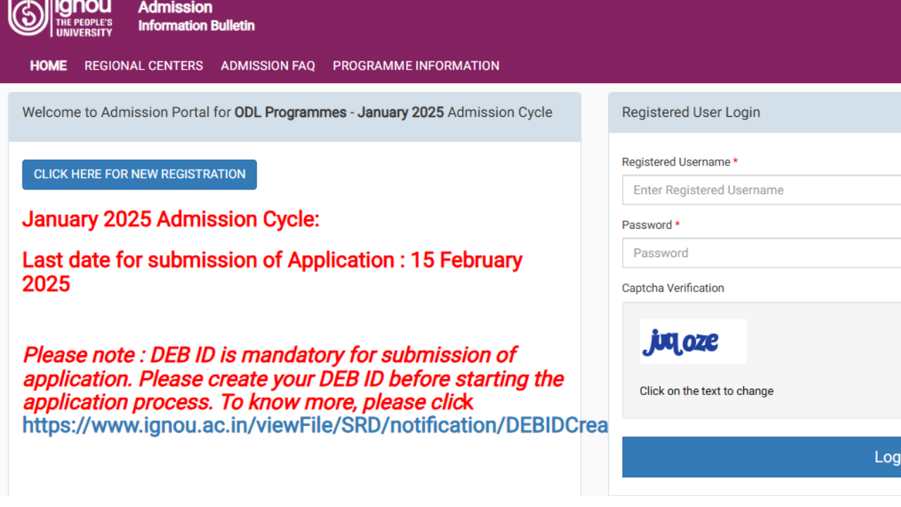 IGNOU January 2025 admission cycle registration deadline extended, check details here