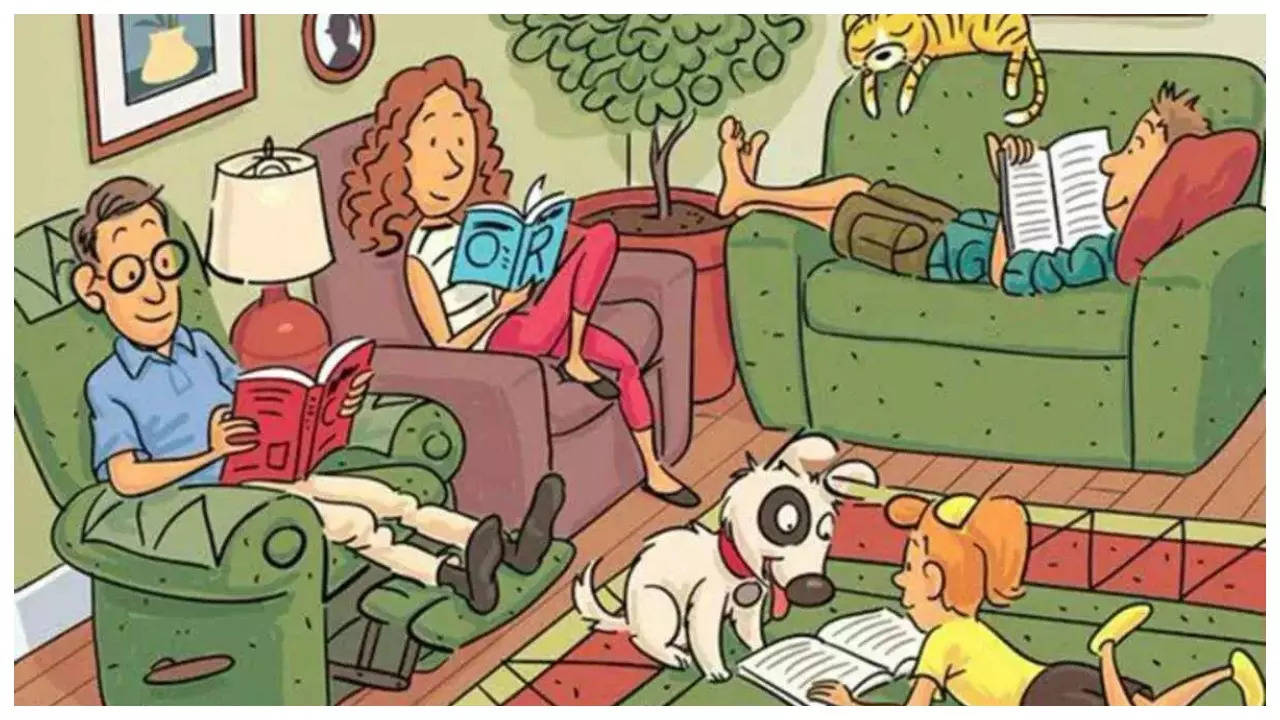 Optical illusion: Only those with sharp vision can spot the hidden word ‘book’ in this family scene in 5 seconds