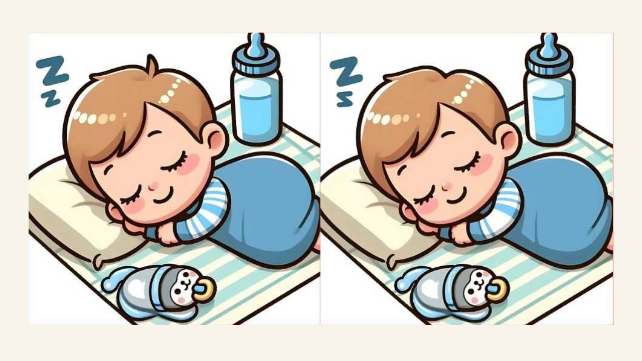 Optical Illusion: Can you find 3 differences in this sleeping baby picture in 5 seconds?