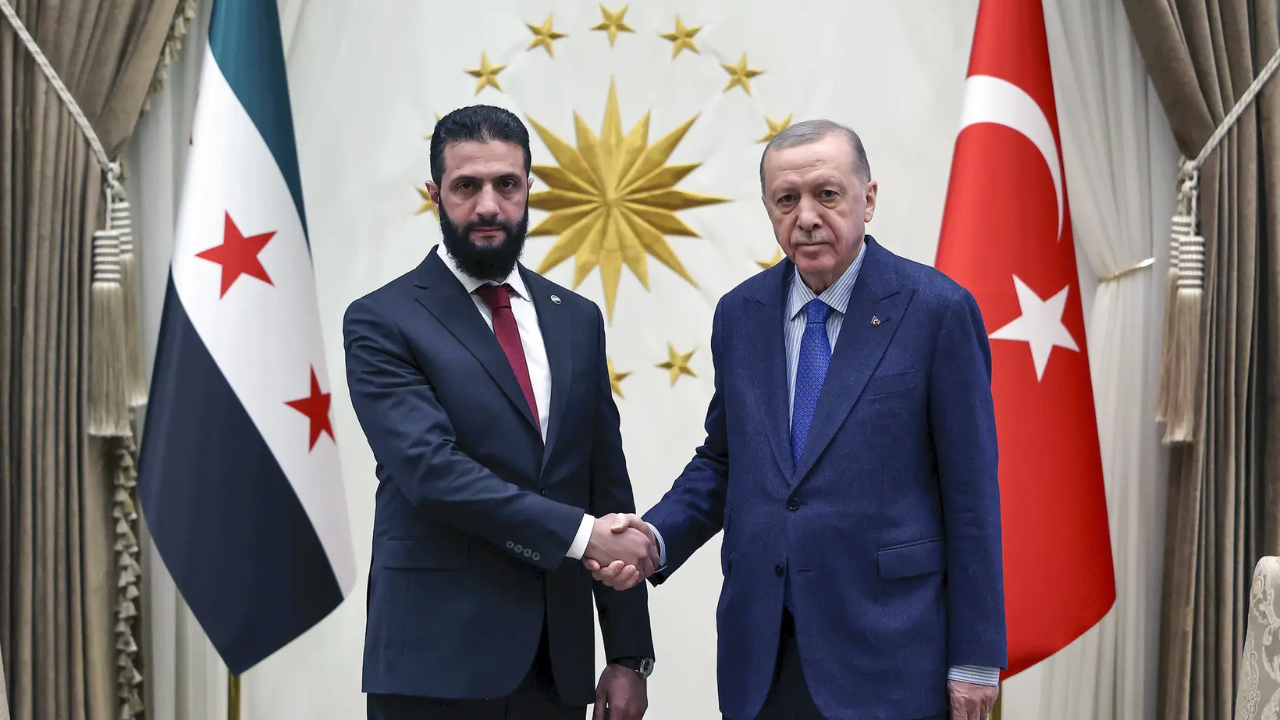 Syria's interim leader holds talks with key ally Turkey on his second international trip