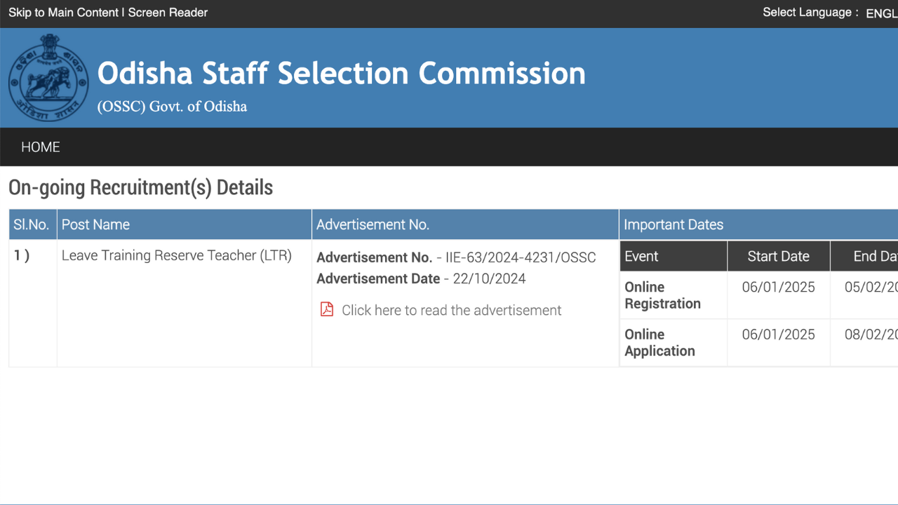OSSC LTR registration window for over 7000 posts closes today, exam dates announced: Check schedule and direct link to apply now