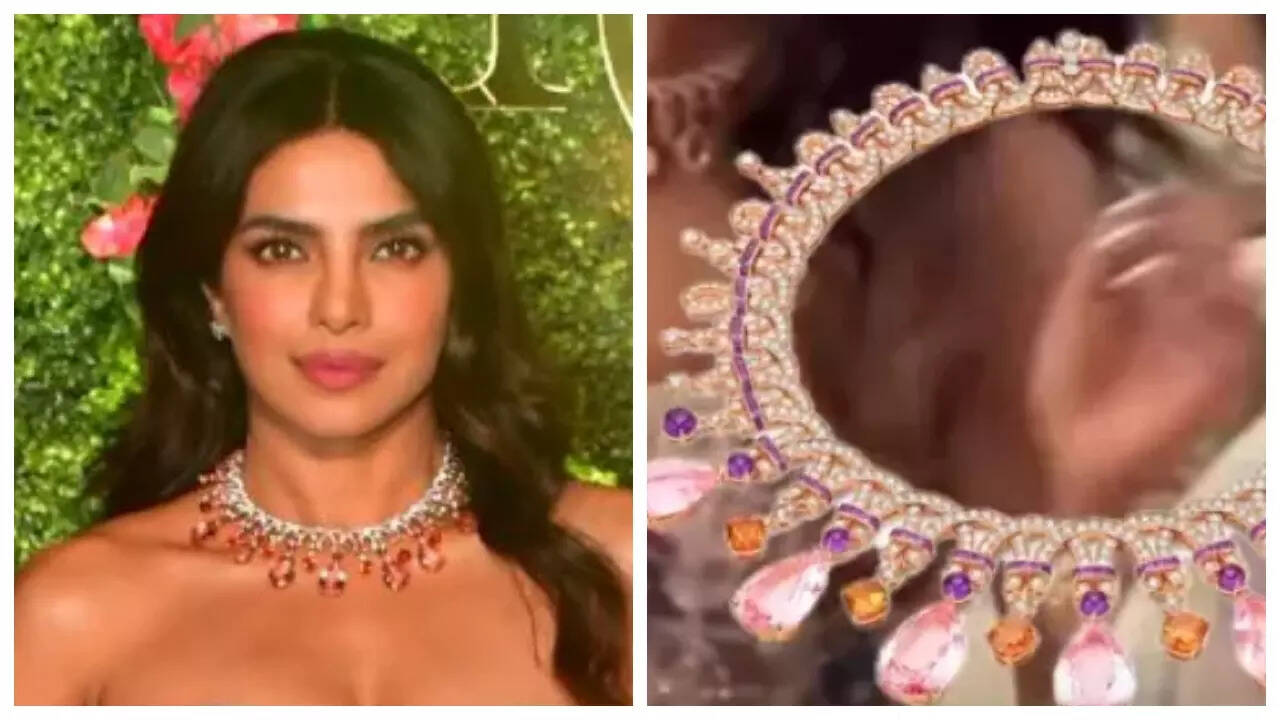 PC stuns in Rs 12 cr necklace at brother's mehendi
