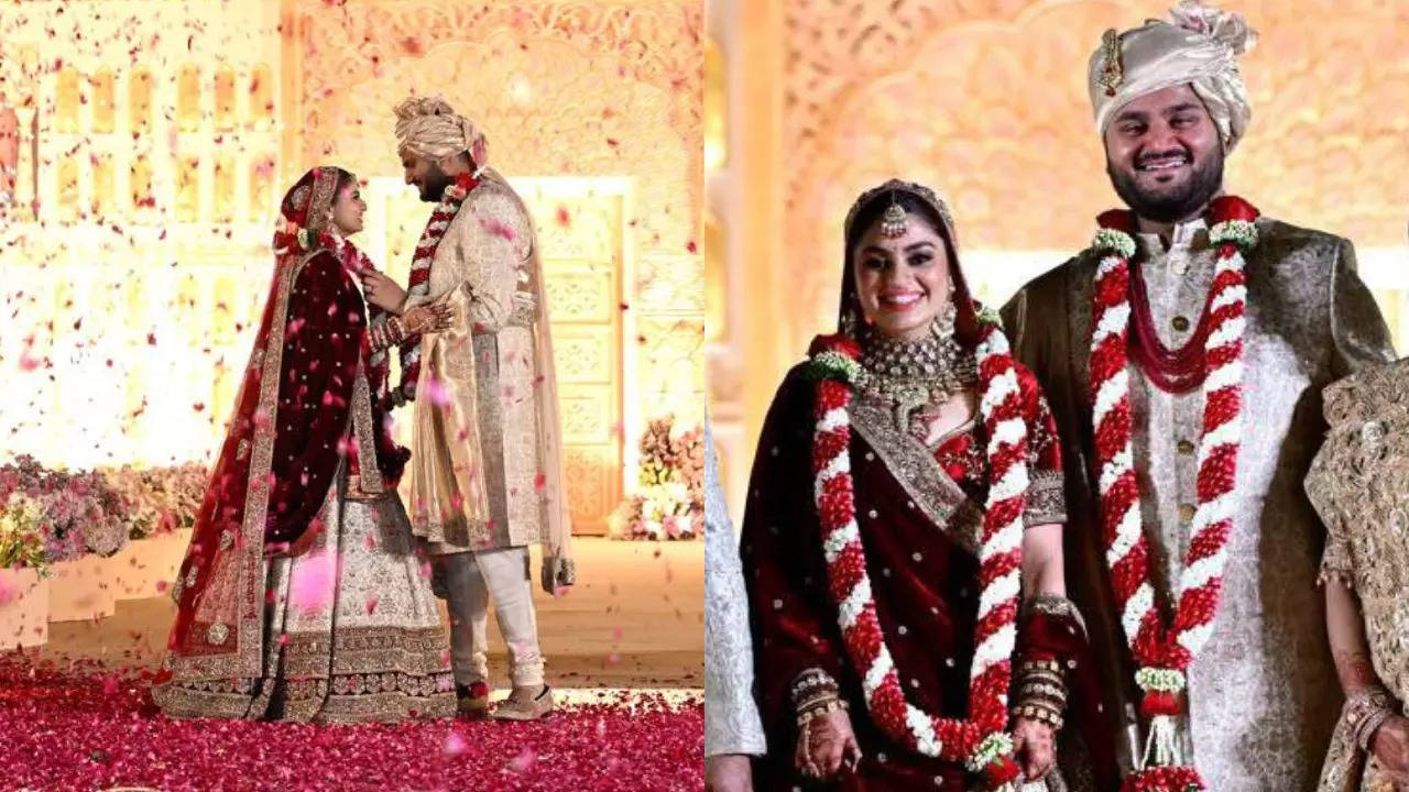 Jeet Adani weds Diva Shah: Bride stuns in Sabyasachi lehenga