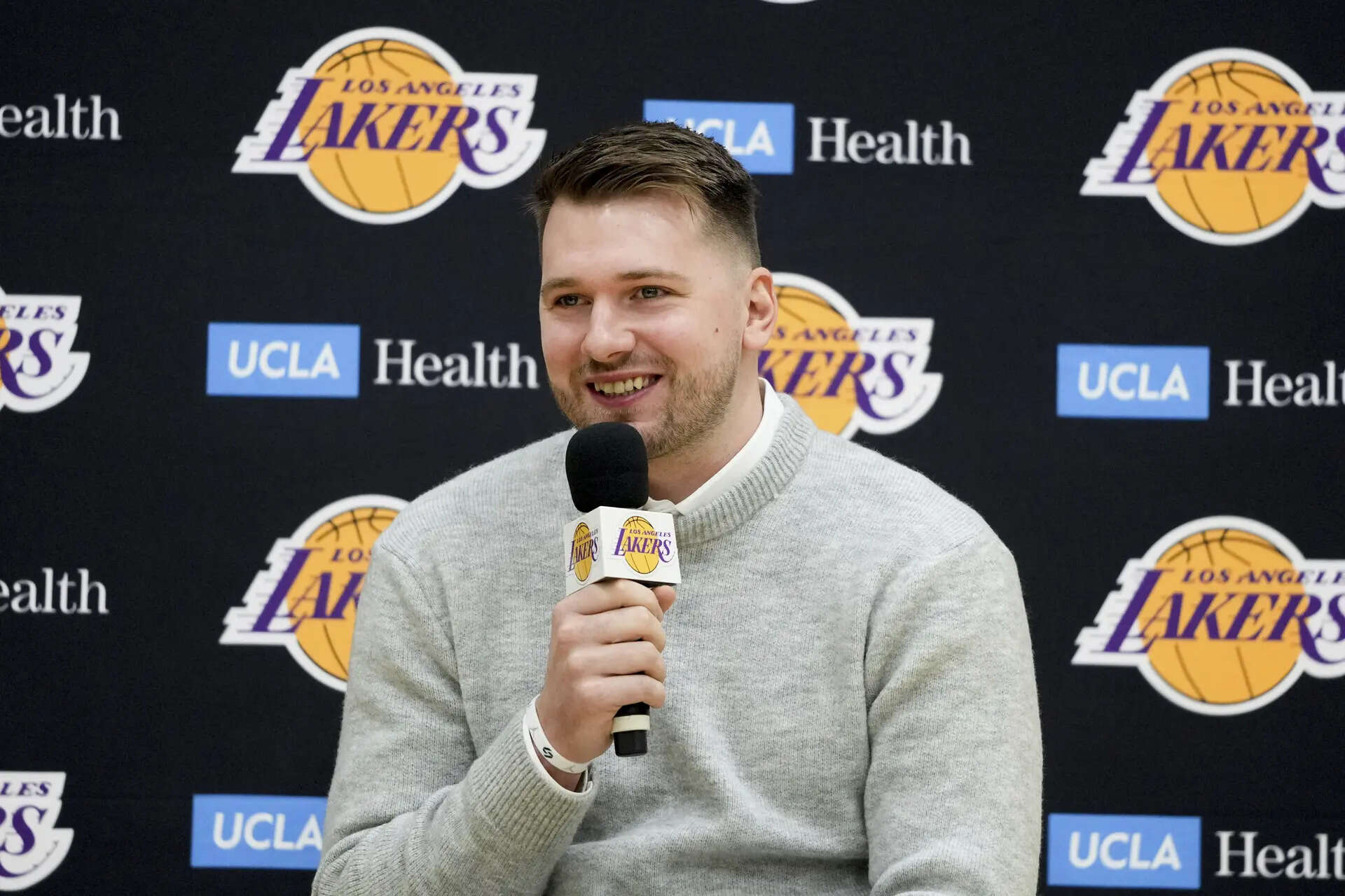 Luka Doncic at the Lakers introductory press conference
