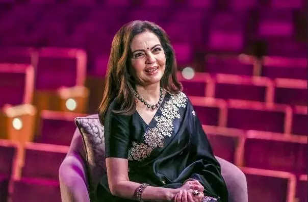 Nita Ambani stuns in black saree during viral interview