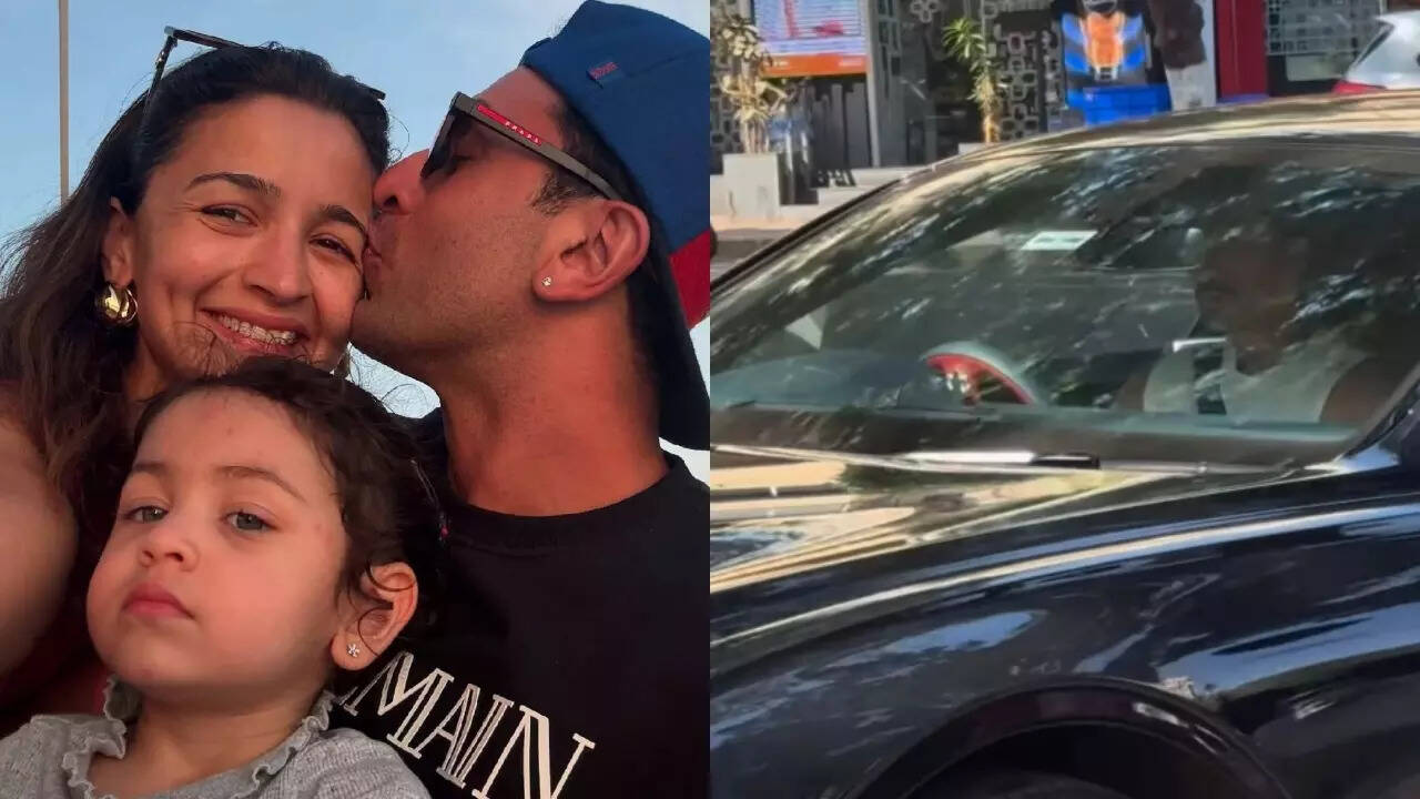 Ranbir takes Alia, Raha on a drive in his Bentley