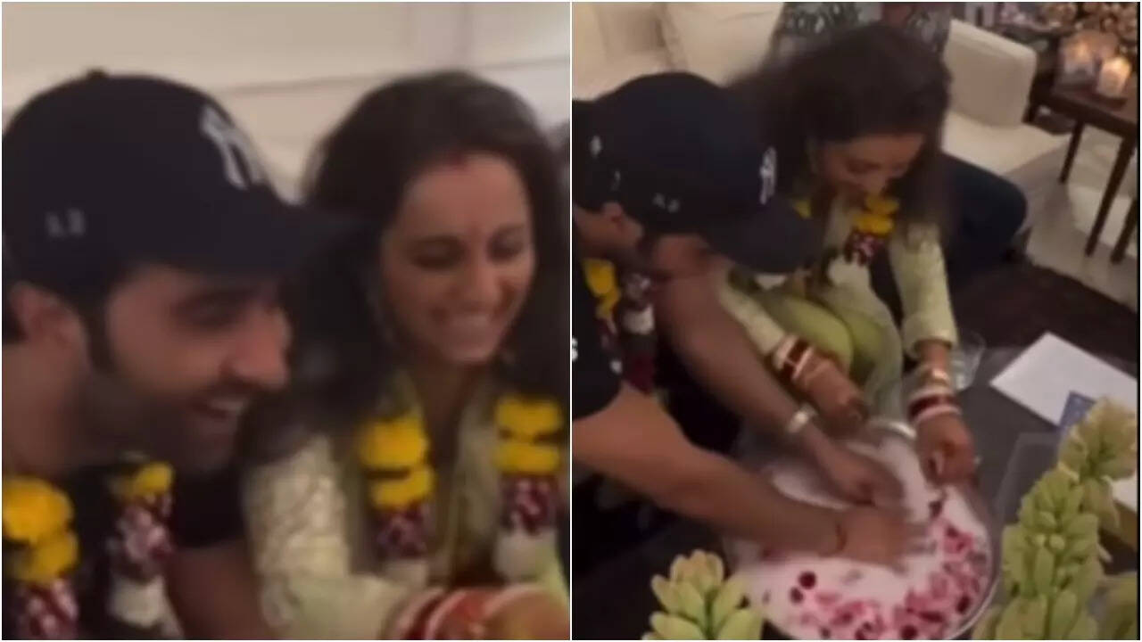 Newlyweds Aadar- Alekha play traditional ring hunt game