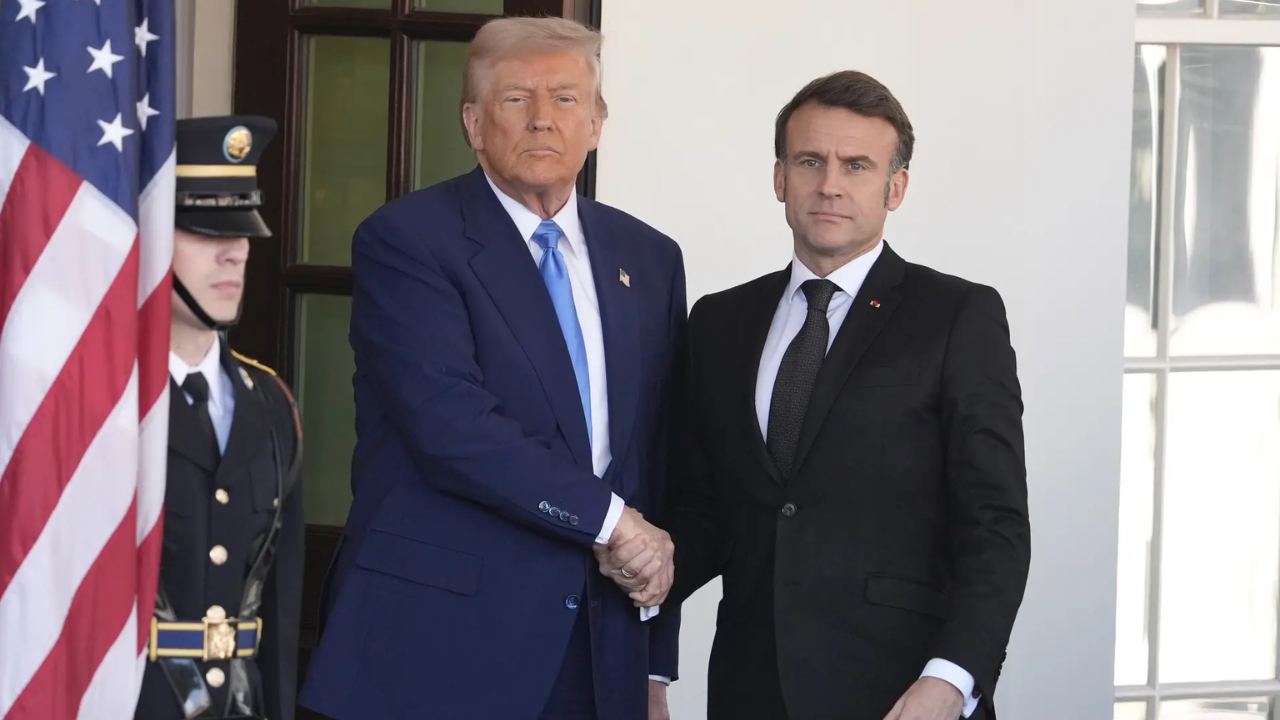 Macron interrupts and fact-checks Donald Trump