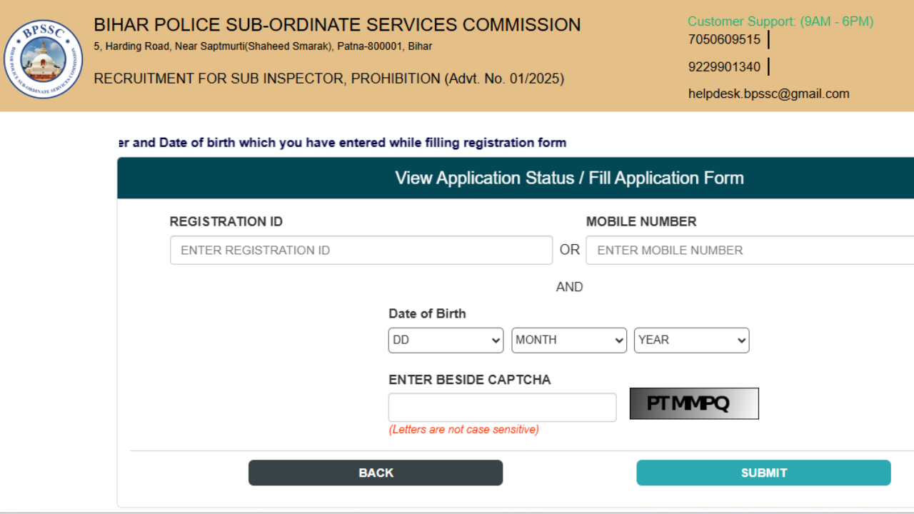 BPSSC Bihar Police SI 2025 registration begins at bpssc.bihar.gov.in: Check direct link here