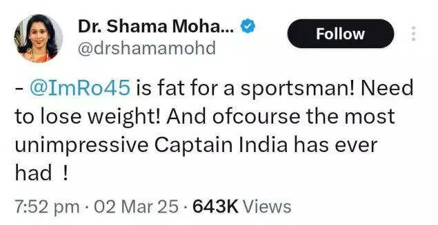 Congress spokesperson's post.