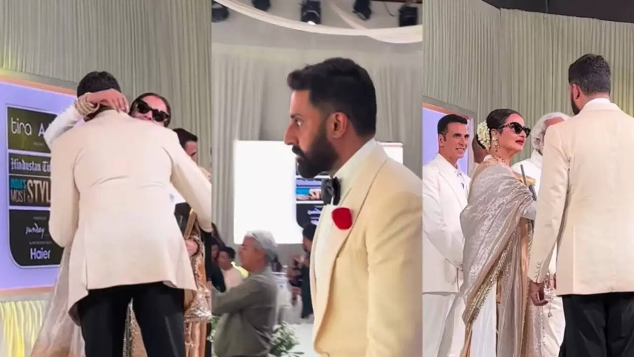 Rekha affectionately hugs Abhishek, netizens react