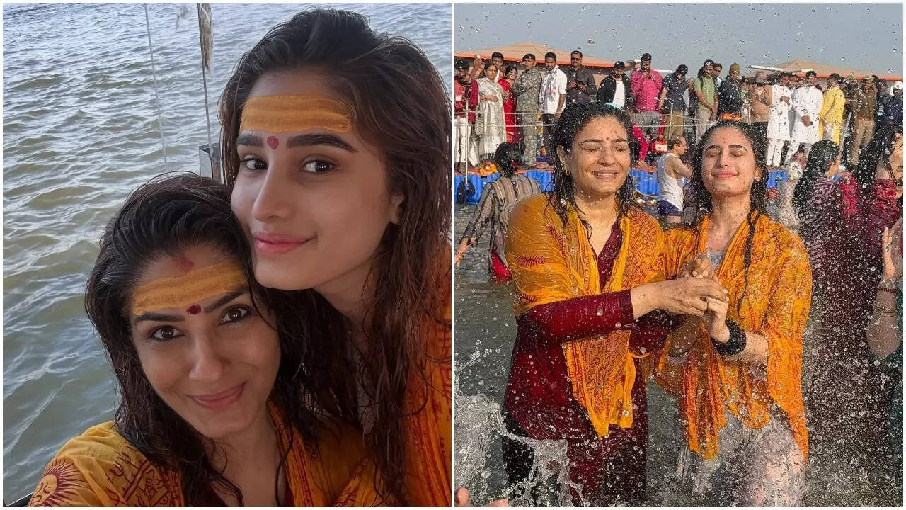 Raveena shares unseen pics with Rasha from Maha Kumbh