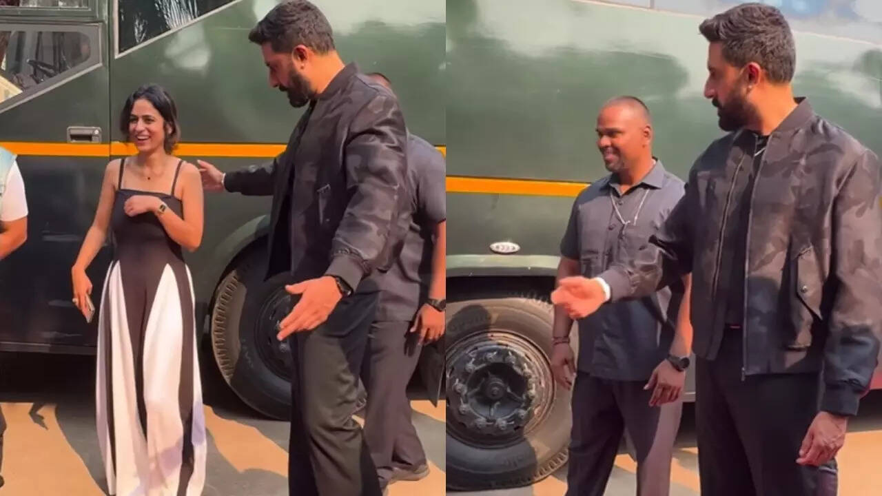 Abhishek schools bodyguard who says 'excuse me' to a lady