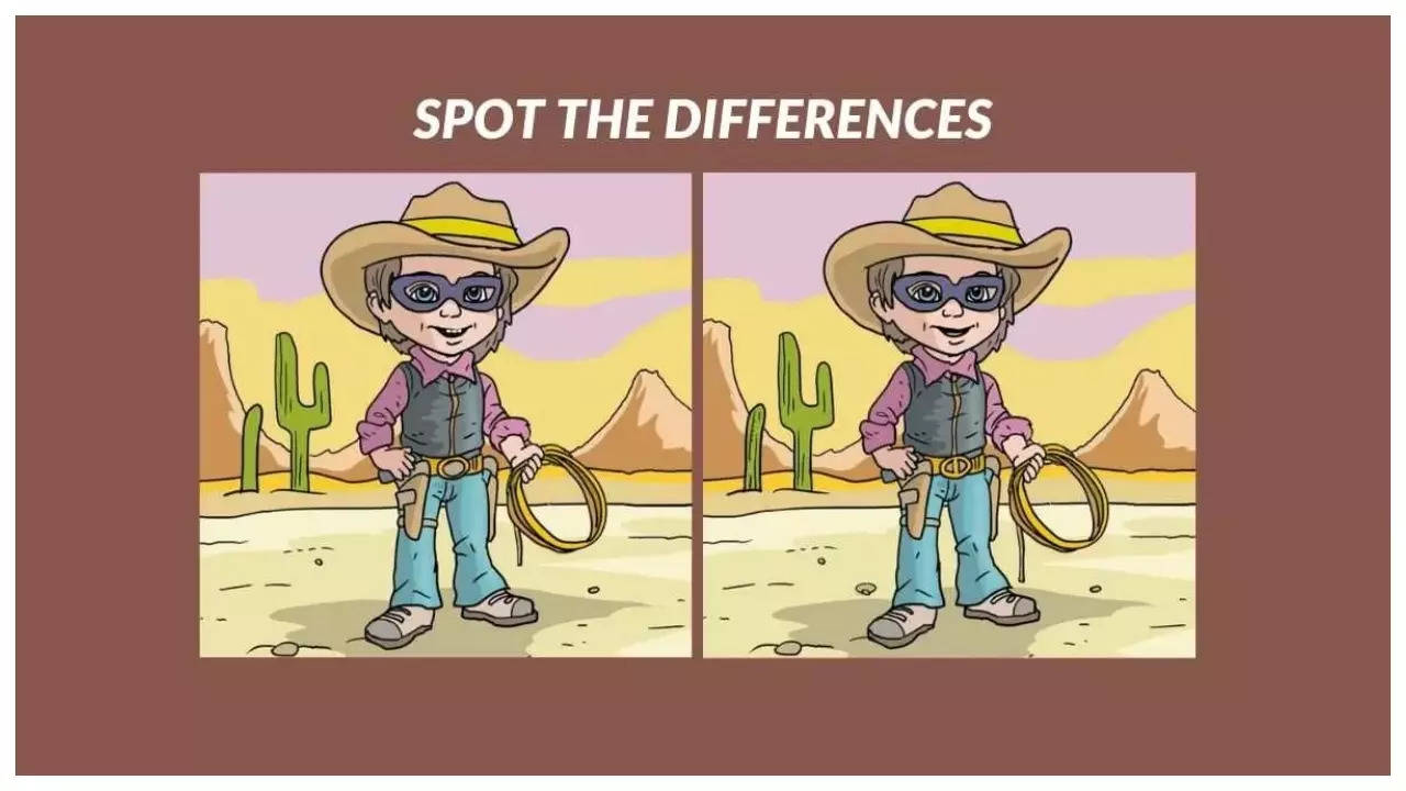 Optical illusion: Only a genius can spot 5 differences between the cowboy pictures in 25 seconds