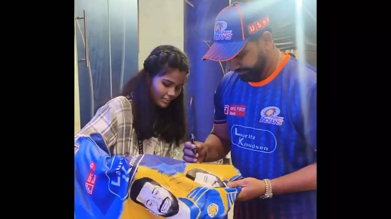 Watch: Rohit Sharma fulfils fangirl's dream by signing customised jersey