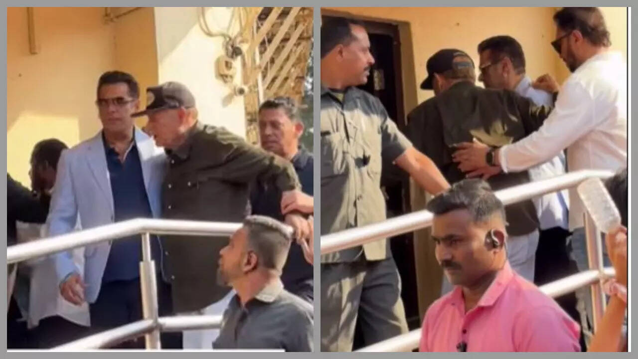 Salman helps dad up the stairs at Sikandar trailer launch