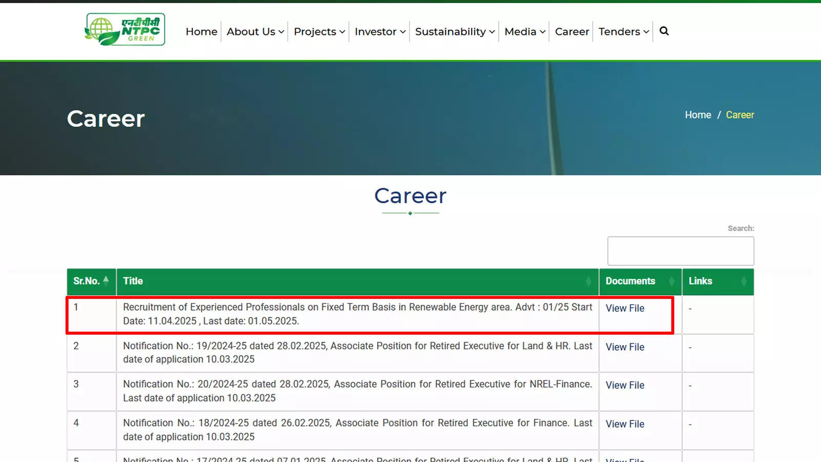 NTPC Green Energy recruitment 2025: Engineer and executive roles, apply from April 11 to May 1