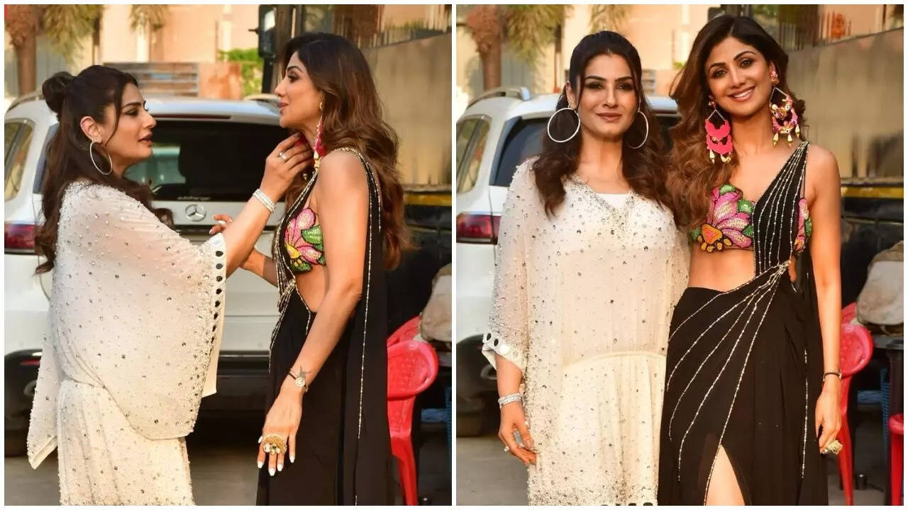 Shilpa Shetty and Raveena Tandon share a warm hug