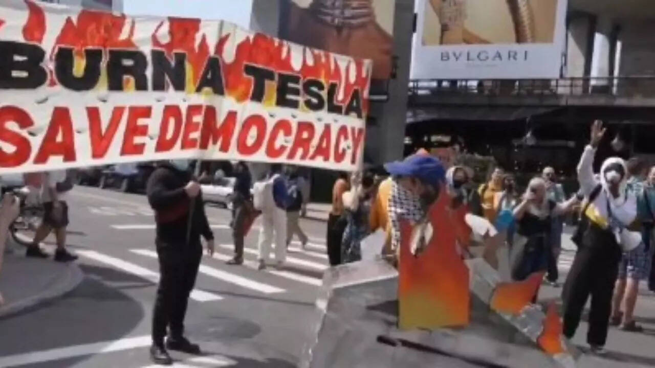Elon Musk reacts to 'burn a Tesla, save democracy' calls, 'Swastikars' jibe by Tesla Takedown protesters