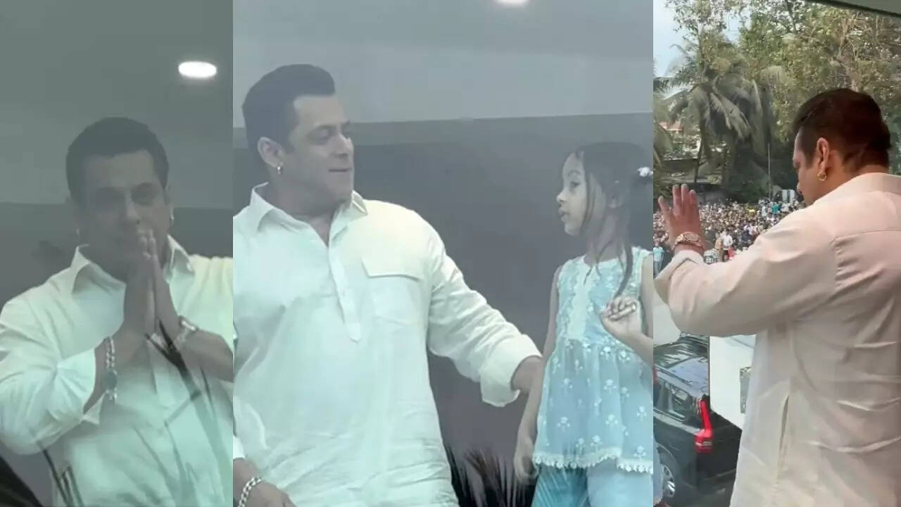 Salman waves at fans on Eid from bullet proof glass