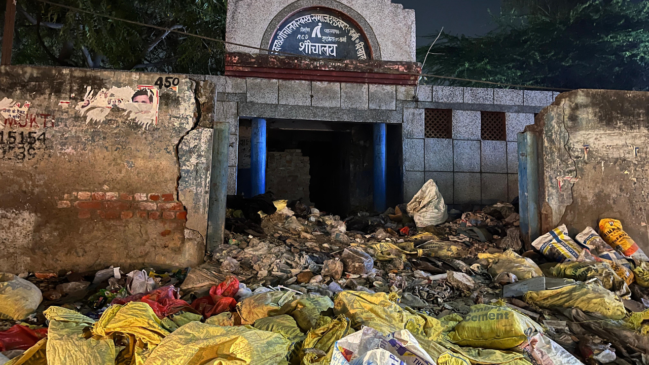 An abandoned  washroom and an  operational one  next to it have  both become drug  dungeo