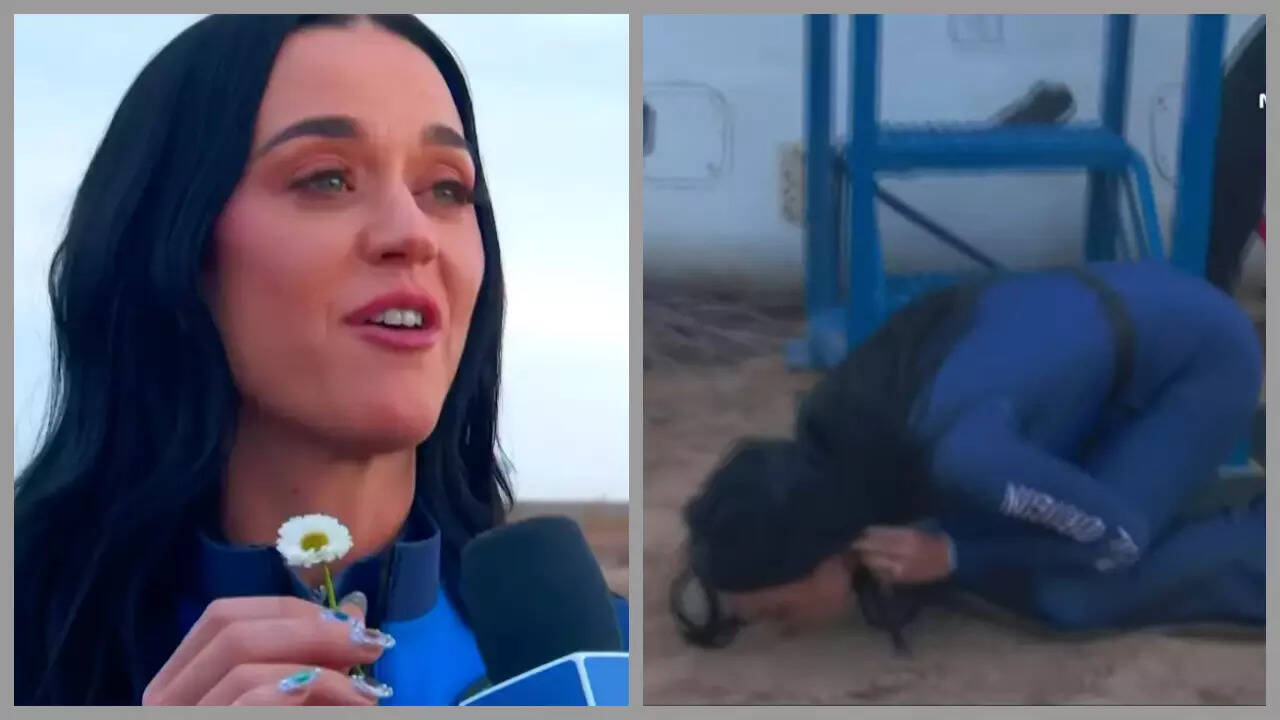 Katy Perry kisses earth after life-changing space journey