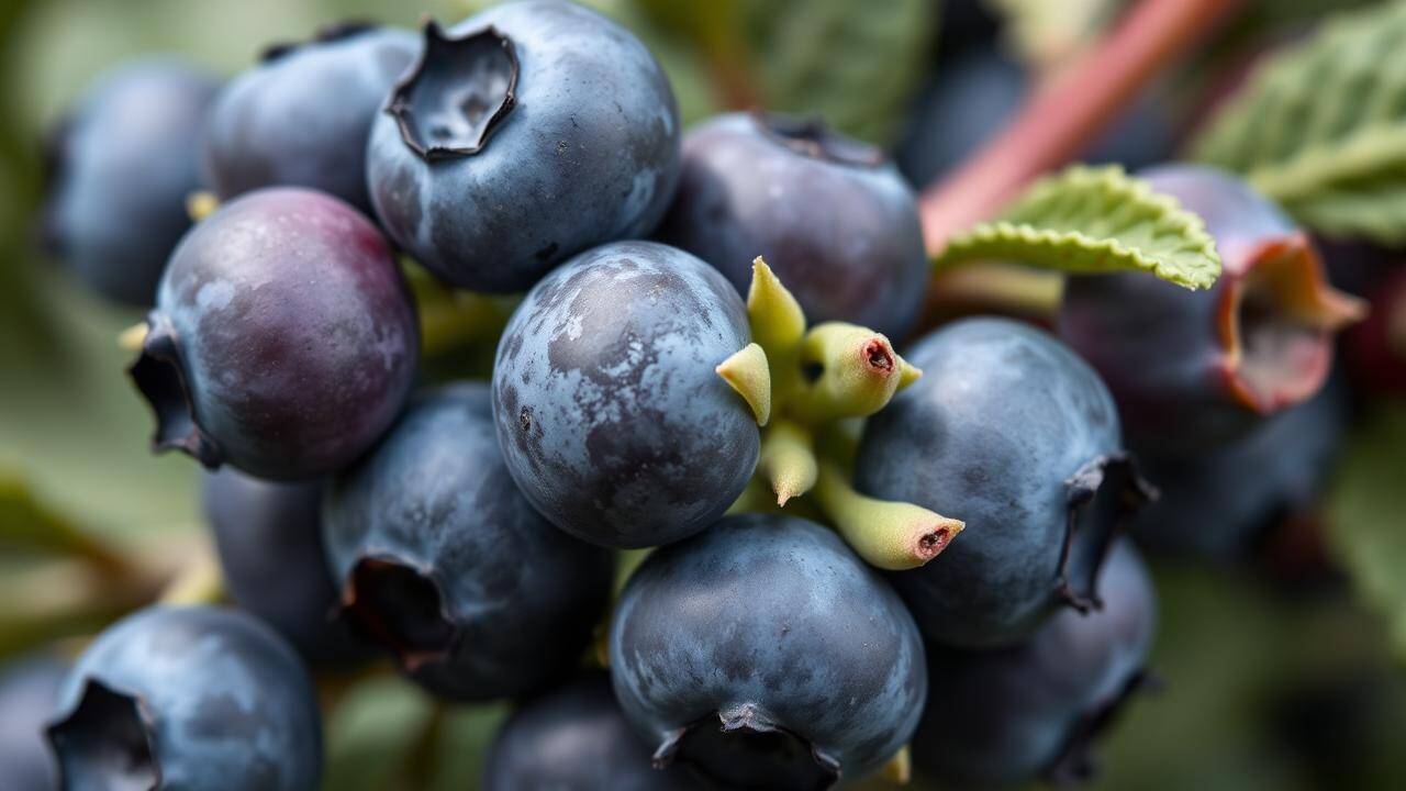 Ripe Blueberries on the Bush