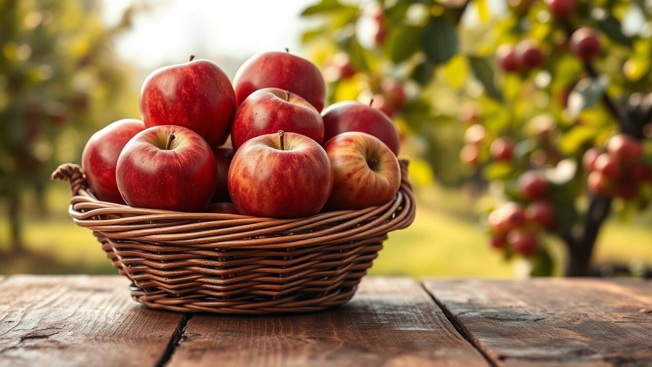 Red Apples in a Wicker Basket