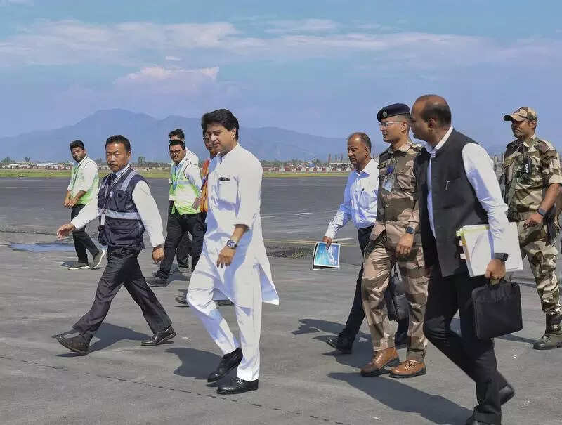 Scindia visits Manipur, assesses devpt projects in conflict-hit state